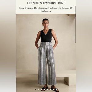 NWT Banana Republic Linen Blend Paper Bag Pants